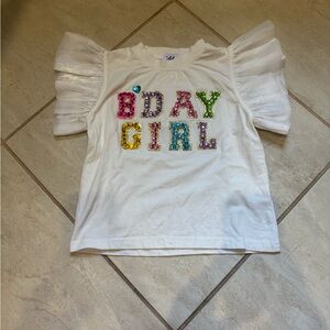 Girls White B'Day Girl T-Shirt with Colorful Letters